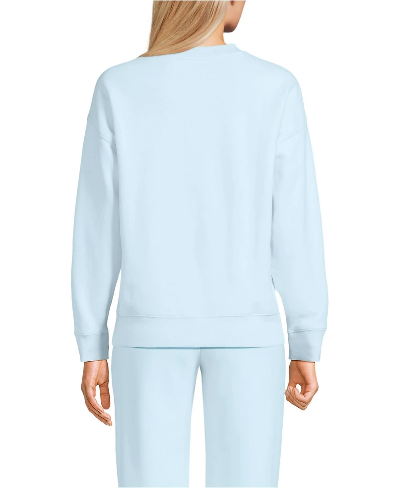 Lands' End Women's Relaxed Serious Sweats Long Sleeve Crewneck Sweatshirt