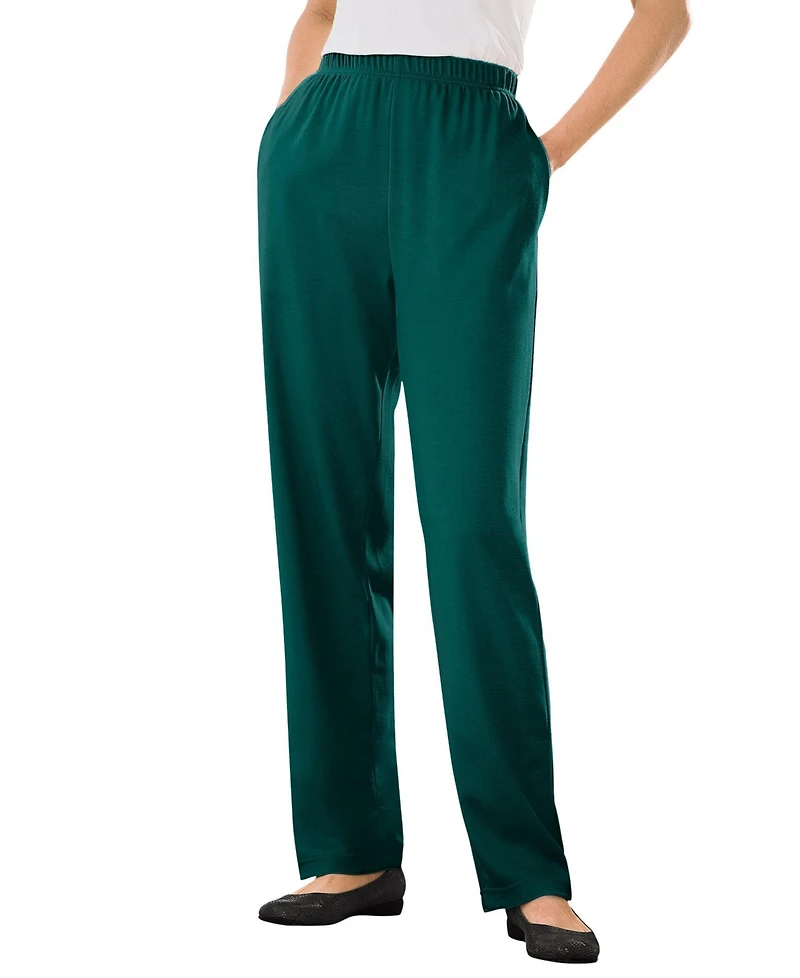 Woman Within Plus 7-Day Knit Straight-Leg Pull-On Pants