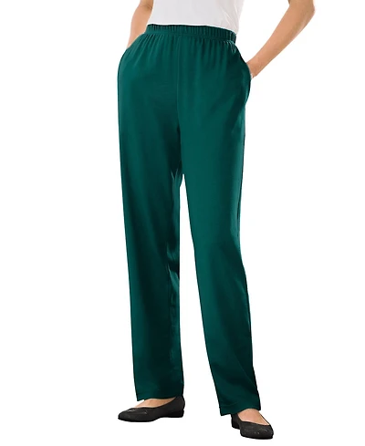 Woman Within Plus 7-Day Knit Straight-Leg Pull-On Pants