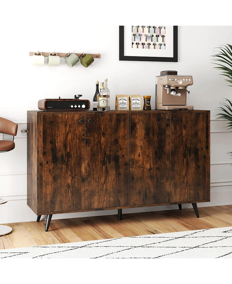 Buffet Sideboard Mid Century Modern 4-Door Storage Cabinet 50" Accent Cabinet