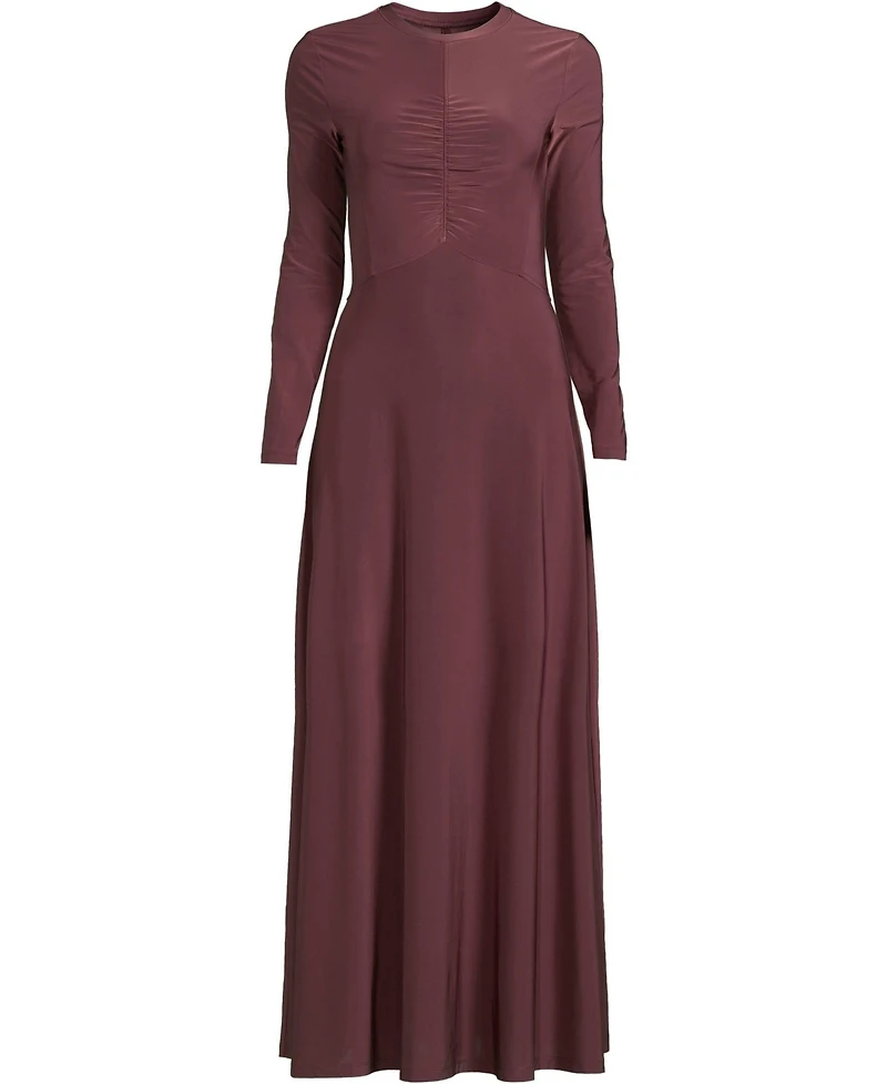 Lands' End Women's Silky Knit Ruched Maxi Dress