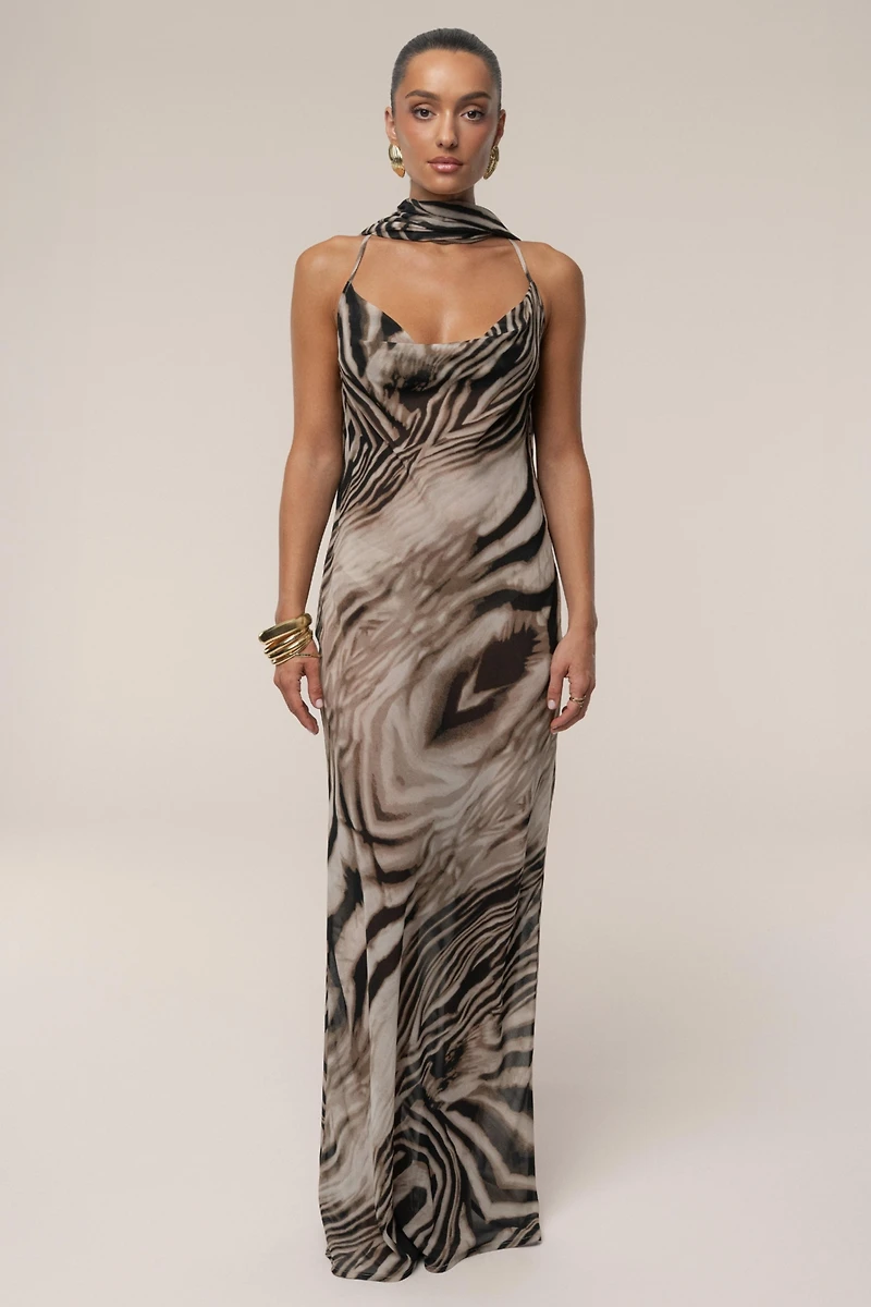 Jluxlabel Zebra Print Infinite Journey Maxi Dress