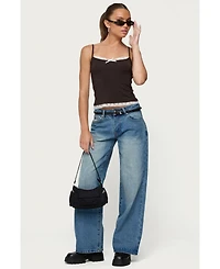 Edikted Women's Adriel Contrast Lacey Tank Top