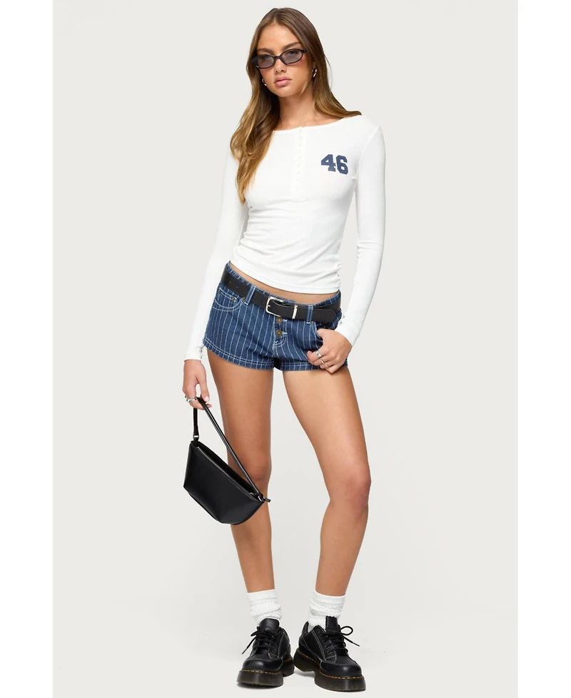 Edikted Women's Hanson Pinstripe Denim Shorts