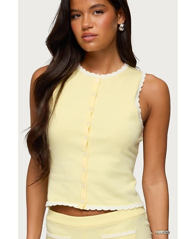 Edikted Womens Leila Scalloped Knit Tank Top