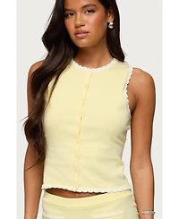 Edikted Womens Leila Scalloped Knit Tank Top