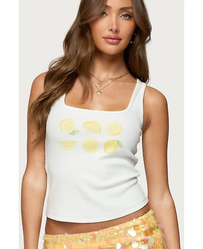 Edikted Women's Lemon Drop Ribbed Tank Top