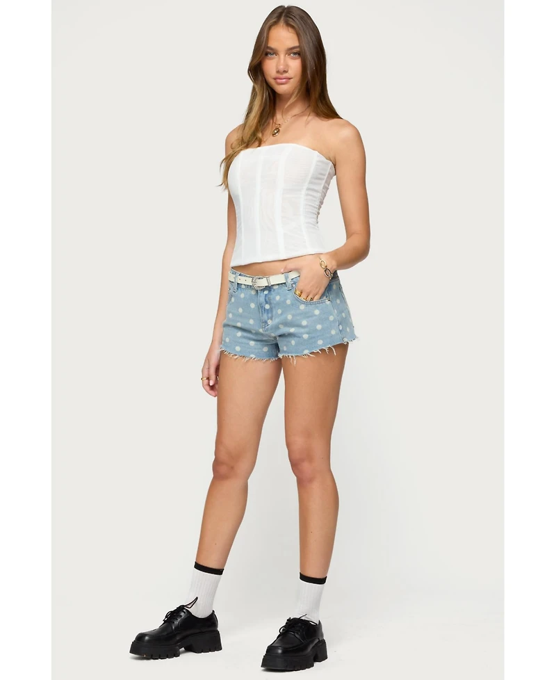 Edikted Women's Josie Polka Dot Denim Shorts