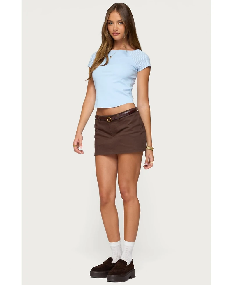 Edikted Womens Marina Raglan Stripey T Shirt