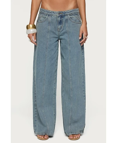 Edikted Women's Stitch & Pleat Low Rise Jeans