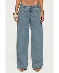 Edikted Women's Stitch & Pleat Low Rise Jeans