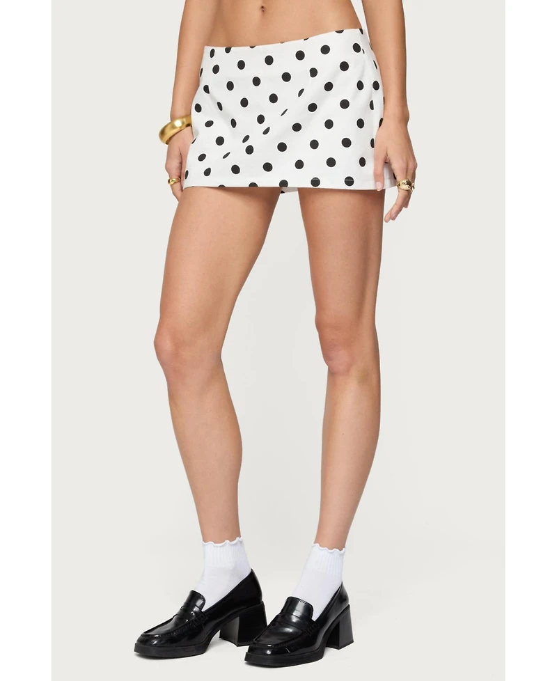 Edikted Womens Noreen Polka Dot Mini Skort