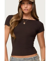Edikted Womens Becca Boat Neck Top