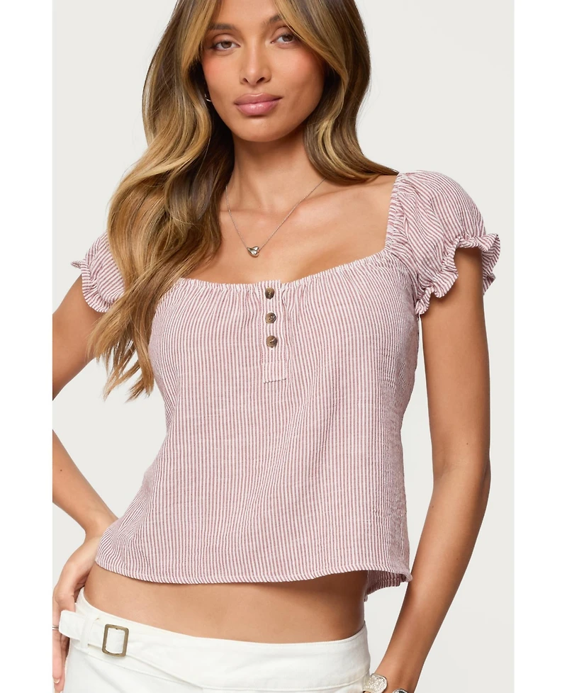 Edikted Women's Rhory Pinstripe Babydoll Top