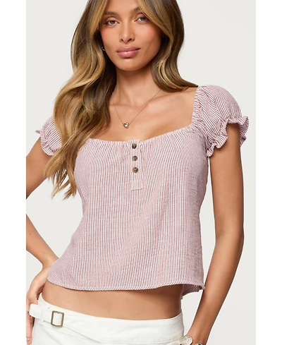 Edikted Women's Rhory Pinstripe Babydoll Top