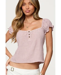 Edikted Women's Rhory Pinstripe Babydoll Top