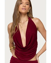 Edikted Womens Caspia Cowl Neck Backless Top