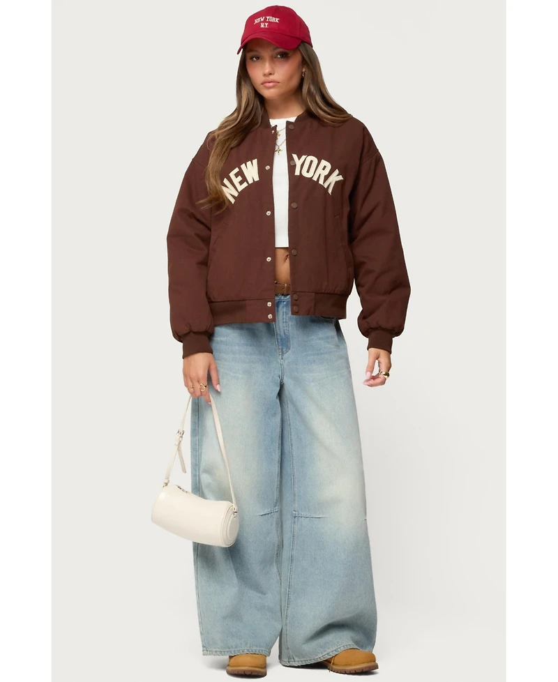 Edikted Women's Big Apple Oversized Bomber Jacket