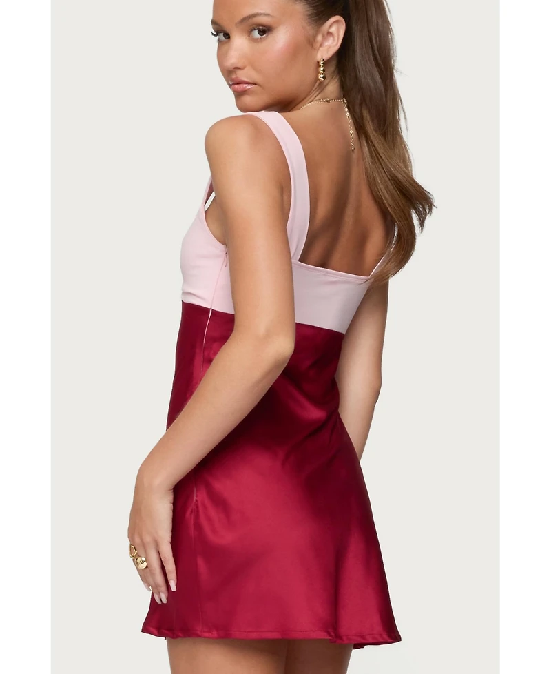 Edikted Women's Contrast Satin Effect Mini Dress
