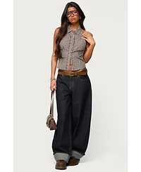 Edikted Women's Imrie Plaid Collared Halter Top