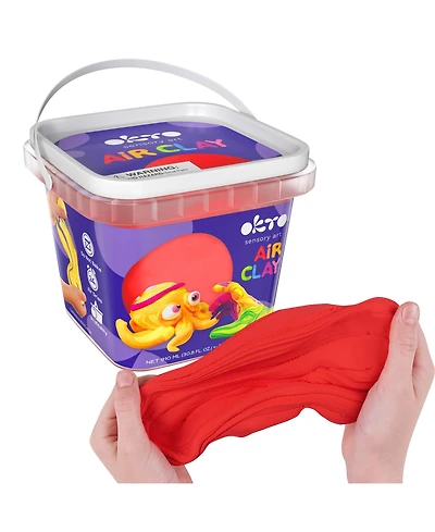 Wise Elk Okto Air Dry Clay Bucket, 910 ml (31 fl oz) — Red — Ages 8+