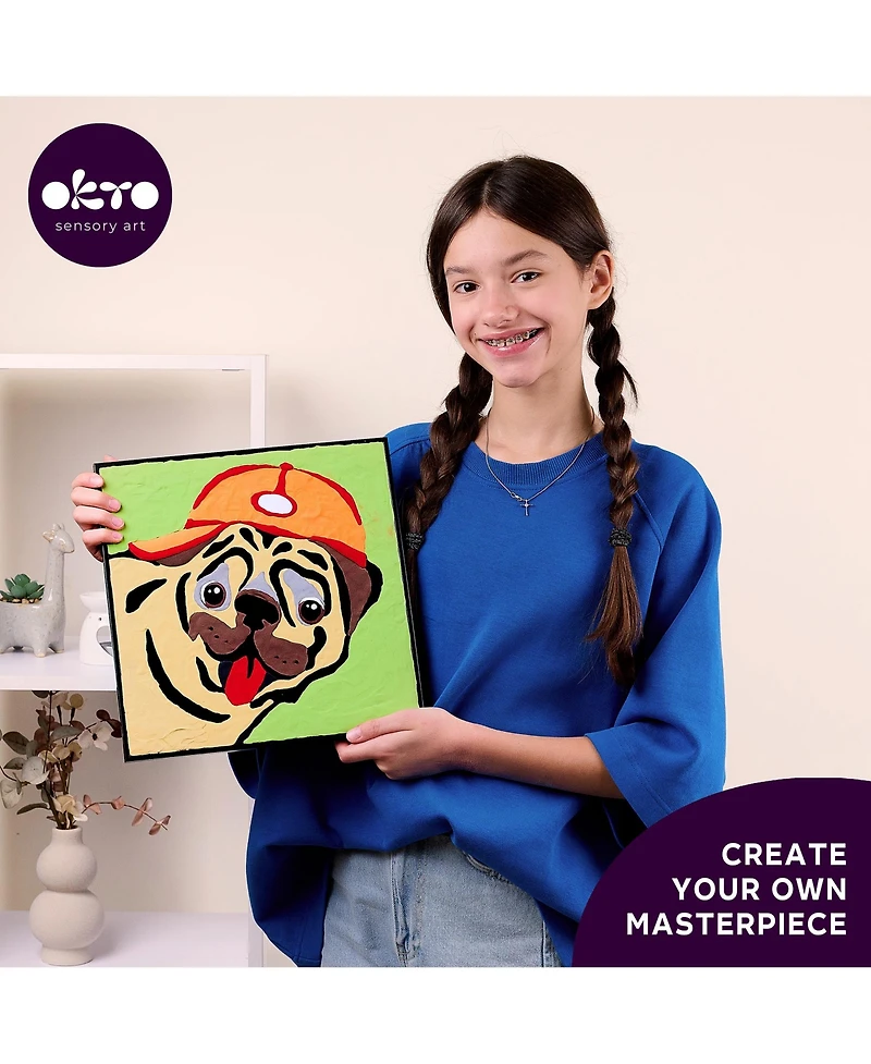Wise Elk Okto Clay by Numbers — Pug Dog — (16.54×12.01 in) — Ages 5+