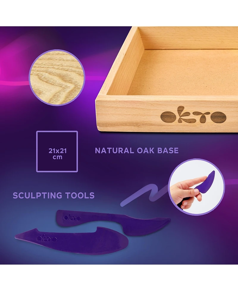 Wise Elk Okto Little Worlds - Mommy Troll - Foam Air-Dry Clay Wooden Art Kit (8.3 Square)