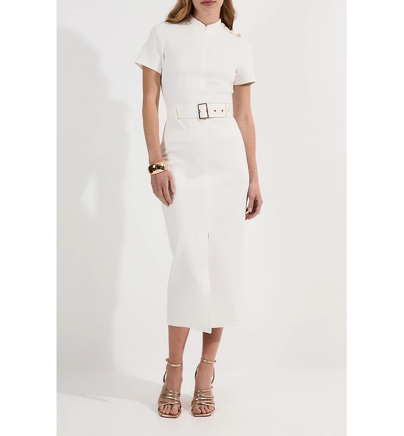 Karen Millen Belted Ponte Midi Dress
