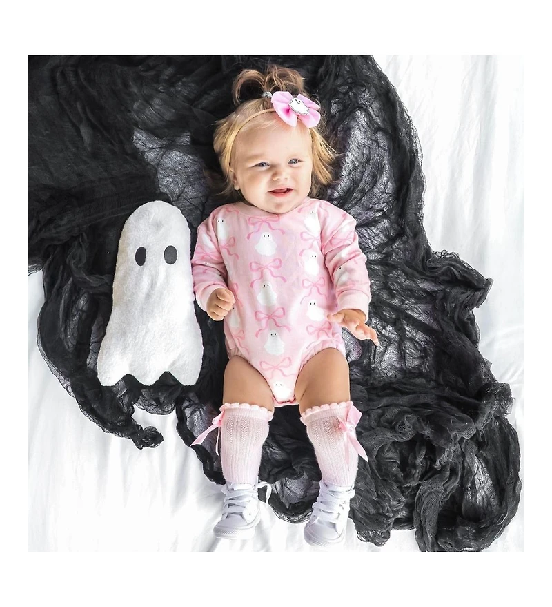 Sweet Wink Baby Girl Coquette Ghost Halloween Long Sleeve Romper