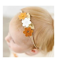 Sweet Wink Baby Girl's Boho Floral Glitter Baby Headband
