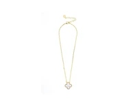 Mother of Pearl Flower Solitaire Pendant with Cz Surround