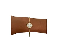 Single Mother of Pearl Flower Station with Cz Surround on Cable Chain