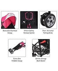 Costway Toddler Folding Lightweight Umbrella Travel Stroller w/ Storage Basket
