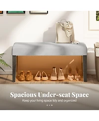 Gymax Set Of 2 Upholstered Bedroom Bench w/Padded Seat & Solid Wood Legs for Dining Room