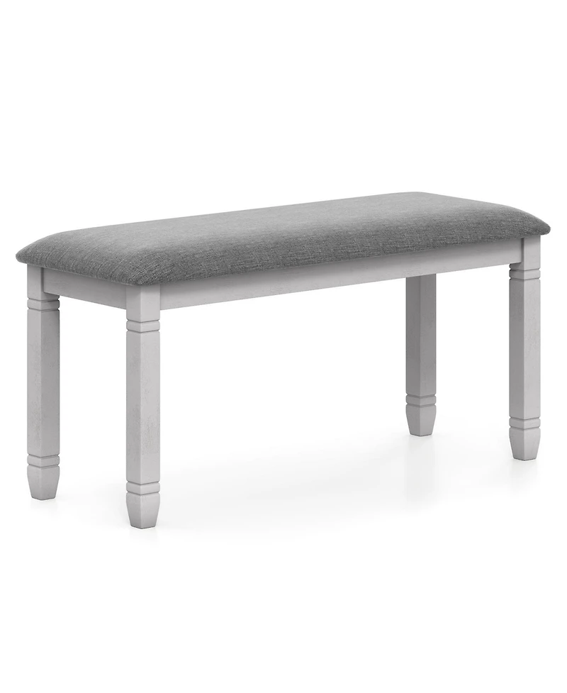 Gymax Upholstered Bedroom Bench w/ Padded Seat & Solid Wood Legs for Dining Room