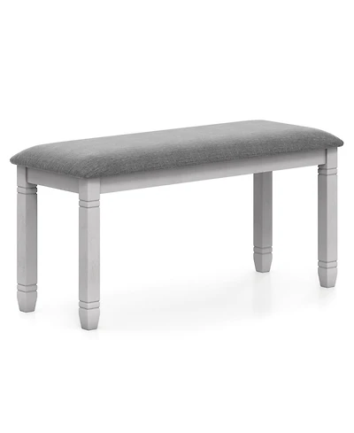 Gymax Upholstered Bedroom Bench w/ Padded Seat & Solid Wood Legs for Dining Room