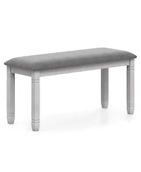 Gymax Upholstered Bedroom Bench w/ Padded Seat & Solid Wood Legs for Dining Room