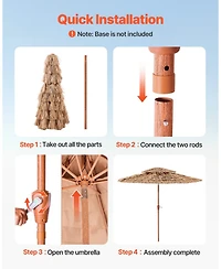 Slickblue Two Tier Tiki Thatched Patio Umbrella for Pool Garden or Beach Shade
