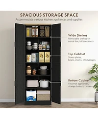Slickblue Modern Wooden Kitchen Storage Cabinet with Doors for Pantry and Dining Room Essentials
