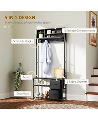 Slickblue Shoe Storage Cabinet and Hall Tree Combo for Organized Entryway Shoes