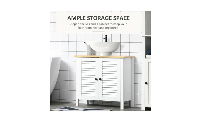 Slickblue Pedestal Sink Storage Cabinet with Double Doors for Bathroom Organization