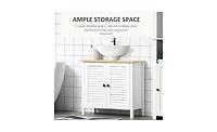 Slickblue Pedestal Sink Storage Cabinet with Double Doors for Bathroom Organization