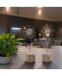 Set of 2 Metal Floral Decor Pieces for Stylish Home Accents