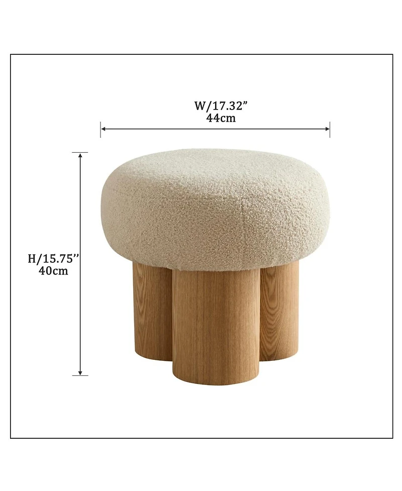 The Pop Home Modern Mushroom Ottoman with Wool Cushion, Footstool, Upholstered Seat for Living Room or Bedroom-The