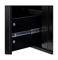 Maison Boucle 50" Rolling Kitchen Island with Rubber Wood Top, Slide-Out Shelves, 3 Drawers & Internal Storage Racks-Maison