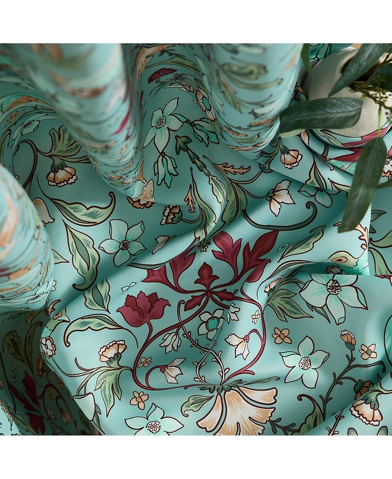 Hlc.me Florence Floral & Birds Patterned Window Back Tab Rod Pocket Curtains Bedroom - Light Blocking Darkening Window Panels