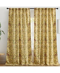 Hlc.me Florence Floral & Birds Patterned Window Back Tab Rod Pocket Curtains Bedroom - Light Blocking Darkening Window Panels