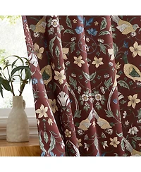 Hlc.me Florence Floral & Birds Patterned Window Back Tab Rod Pocket Curtains Bedroom - Light Blocking Darkening Window Panels