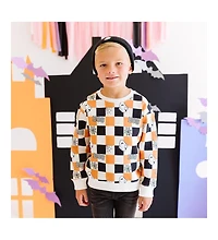 Sweet Wink Little and Big Boys Boo Checkered Halloween Sweatshirt