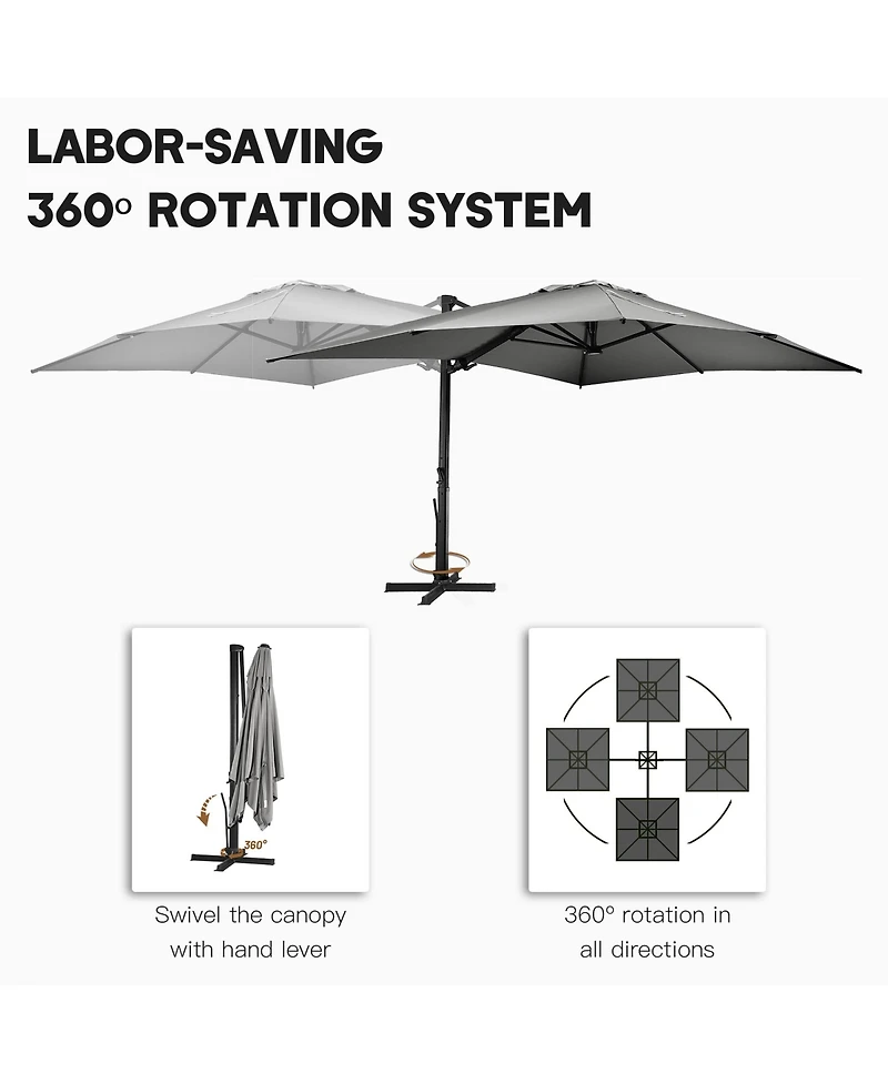 Boyel Living 10x13 ft. 360° Rotation Square Cantilever Patio Umbrella with Led Light